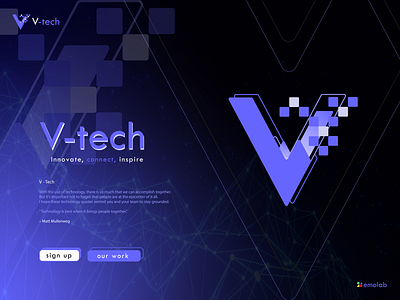 V - tech company logo 3d app icon branding company electronics engineering gadget graphic design innovation landing page letter logo logo minimal robotics science softwar technology ui website
