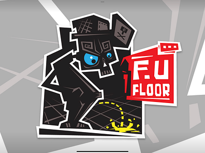 F.U floor! design drawing funky graffiti graphic design illustration kirpluk skull sticker urban vector