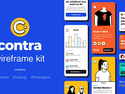 Contra: A Free Starter Wireframe Kit app appdesign design freebie kit mobile mobiledesign mockplus productdesign prototype prototyping template ui ux web