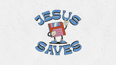 Jesus Saves character design christian church graphic design illustration lettering logo mascot retro shirt design texture vintage