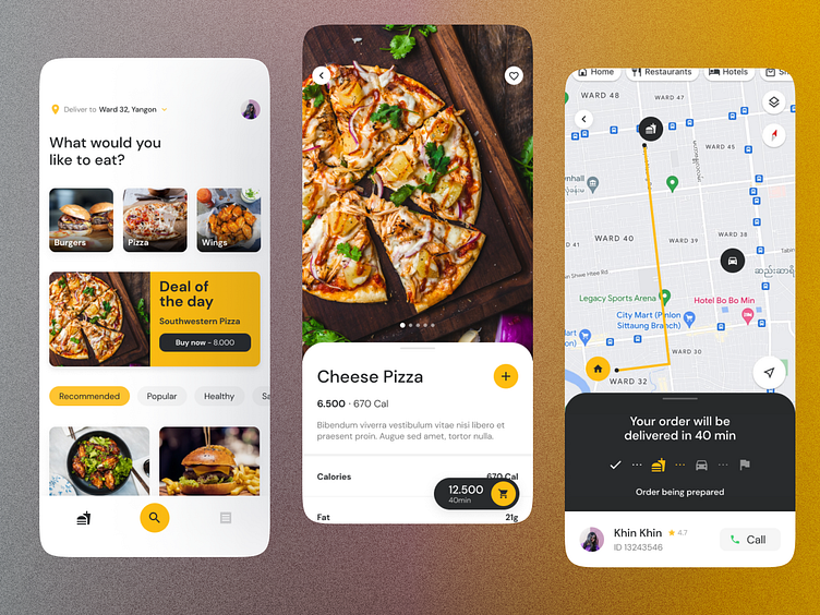 Pizza Order App UI Design by Khant Kyaw Htet on Dribbble