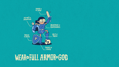 Wear the Full Armor of God christian church graphic design illustration lettering mascot minimalist retro sermon series texture typography vintage