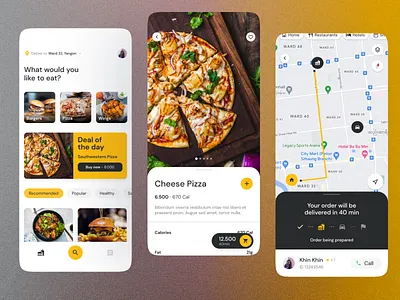 Pizza Order App UI Design mobile ui pizza pizza order app ui yangon pizza