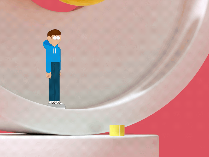 Push The Button 2d 3d after effects animation button character cinema 4d illustration jump