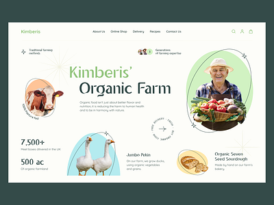 Organic Farm Shop | Web Header 👩🏼‍🌾🌽 cow ducks ecommerce website farm farm landing page farm web site farmer food shop healthy food lanars landing page market online store organic organic farm organic food trending ui web design website design