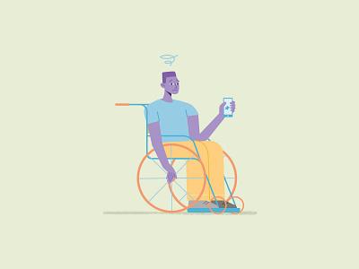 Broken phone broke character character design consumer flat design illustration phone sad vector wheelchair