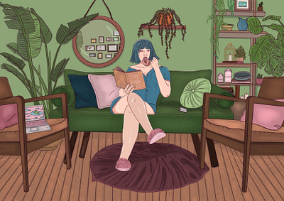 Book and Coffee artgallery artist artwork character conceptart design digital digitalart earth freelancer homedecor illustration illustrator metime nature procreate