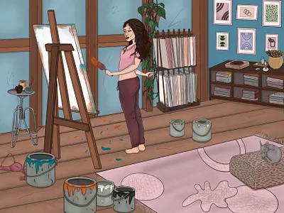 Painting Studio adobe artgallery artist artoftheday artwork character conceptart creative design digital freelancer happy illustraionartist illustration illustrator procreate