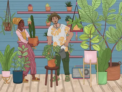 ‘Garden Parallel’ 🌿 adobe artgallery artist artwork character conceptart dailyarts design digital freelance illustration illustratot lineart plants procreate relationship support ukartist