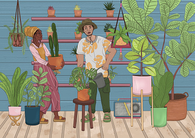 ‘Garden Parallel’ 🌿 adobe artgallery artist artwork character conceptart dailyarts design digital freelance illustration illustratot lineart plants procreate relationship support ukartist