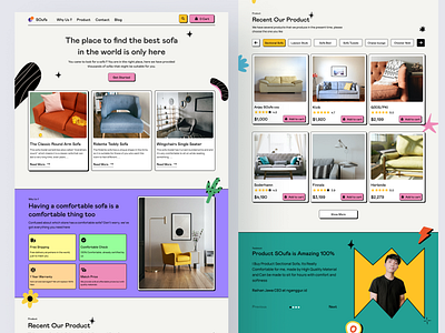 SOufa | Furniture Website Specialist Sofa branding brutalism chair colorful design furniture graphic design gumroad house interior landing page logo saweria sofa ui ux website