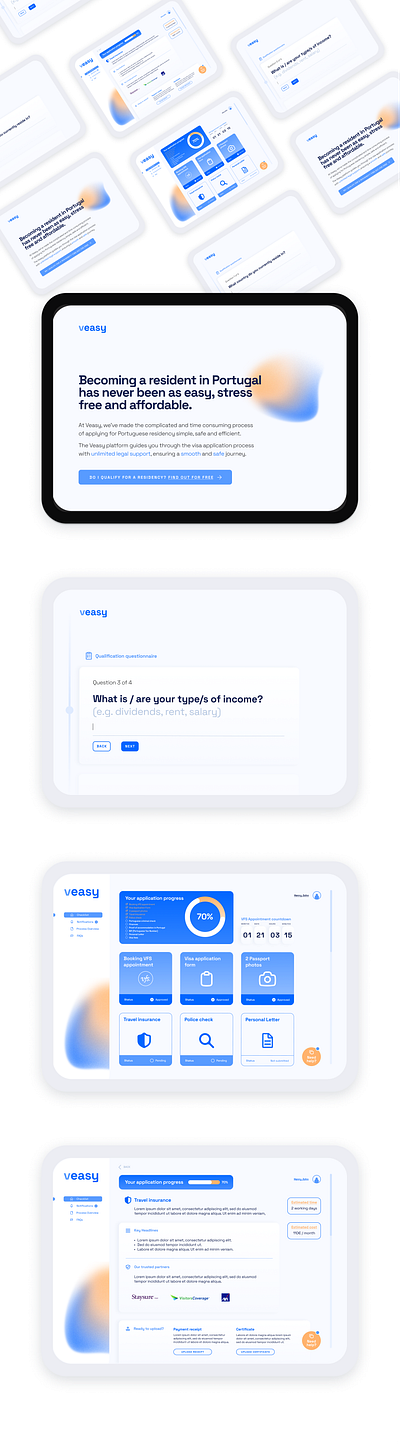 Veasy, SaaS product for visa and residency processing app branding graphic design typography ui