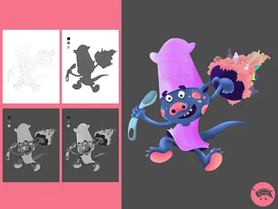 Delicious garbage - Sketch to final affinity character character design cooking digital illustration food garbage illustration monster pencildog