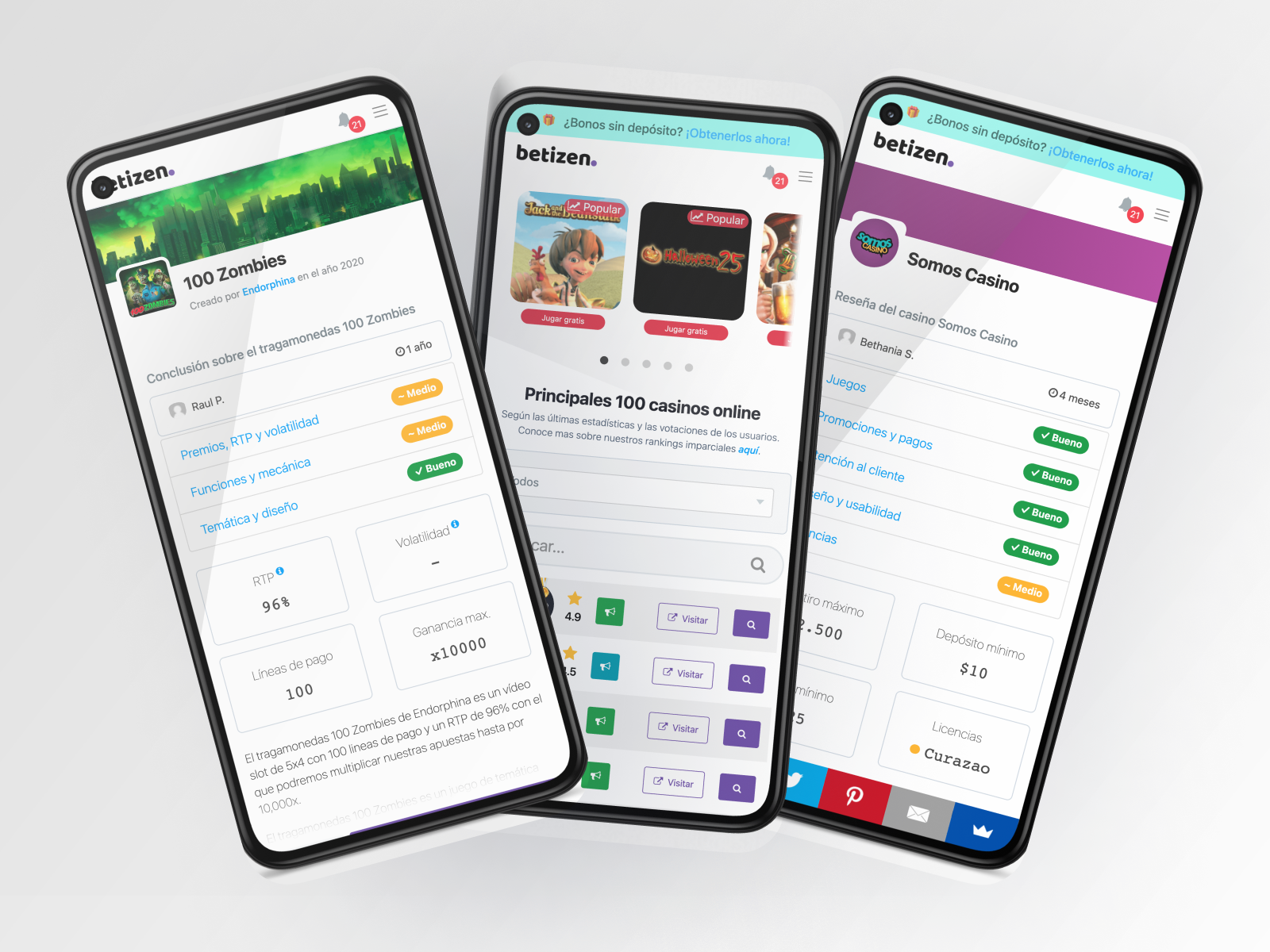 Example of Betizen.org / Fair listing for casinos & games & affiliates