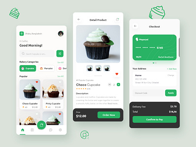 Bakery App app design graphic design minimal ui ux vector