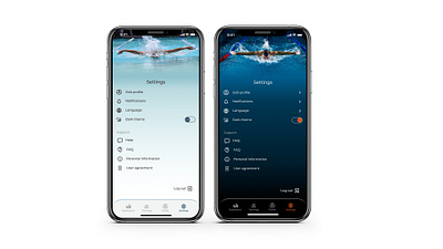 Swimming pool mobile app "dark / light theme" design figma graphic design mobile app native swimming pool typography ui ux