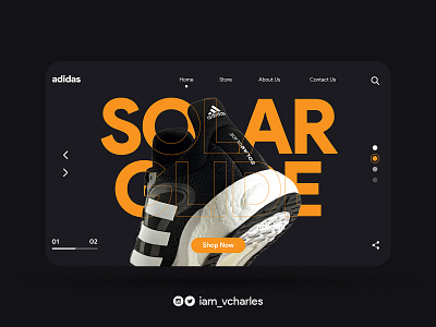 Adidas (Solar Glide) Sneakers Landing Page UI Design adidas adidas landing page brand brand design branding design graphic design illustration landing page design mobile design ui uiux user interface design ux vector web design