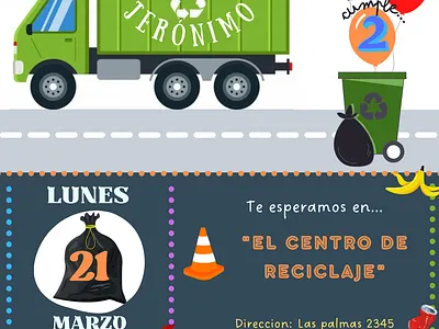 Invitación cumpleaños Camión Recolector design illustration