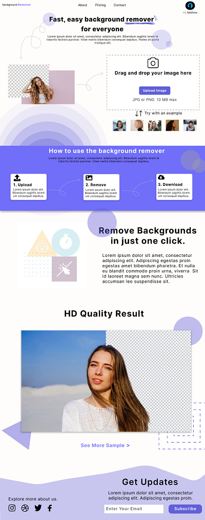 Background Remover UX background remover branding design figma full project graphic design ui upload ux webapp webdesign website