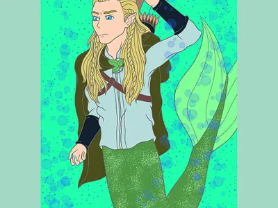 Legolas as Merman digital 2d digital artwork fanart illustration legolas legolas fanart the lord of the rings
