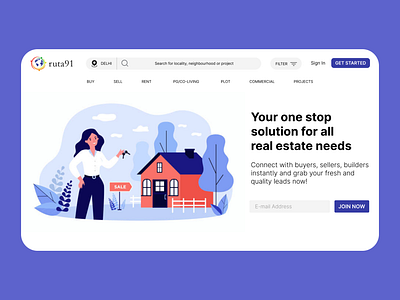 Real Estate Website Landing Page design figma mockup realestate ui webdesign website