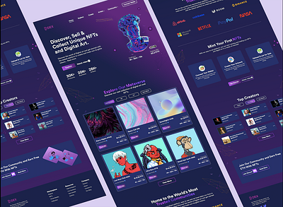 DEX NFT Landing Page 3d animation branding graphic design logo motion graphics nft ui web3