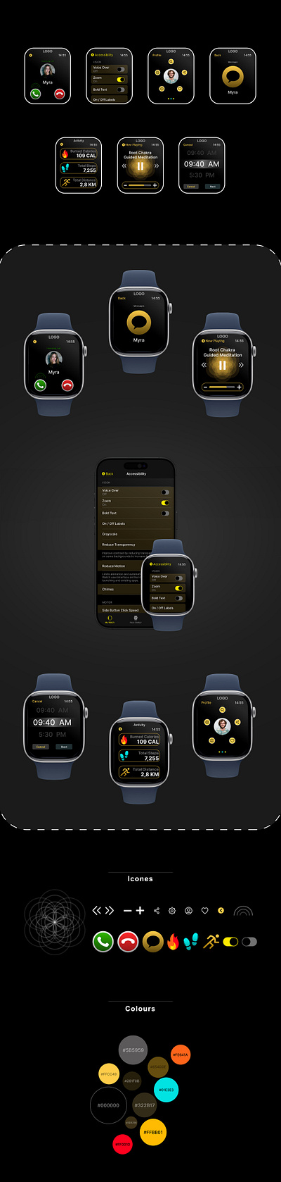 UI design concept for Apple Watch apple graphic design prototype ui userinterface uxdesign