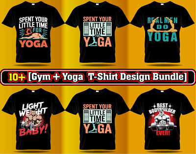 10+ [Gym + Yoga T-Shirt Design Bundle] bodybuilding custom fitness fitnessmotivation gym meditation motivation t shirt design training typography vector ventage workout yoga yogaeveryday yogainspiration yogalife yogalove yogapractice yogateacher