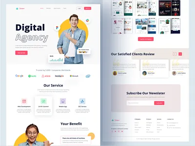 Digital Agency Landing Page agency agency website clean company crative design system digital digital agency dribbble best shot homepage landing page minimal portfolio ui designer uiux ux designer web web design website website designer