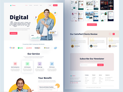 Digital Agency Landing Page agency agency website clean company crative design system digital digital agency dribbble best shot homepage landing page minimal portfolio ui designer uiux ux designer web web design website website designer