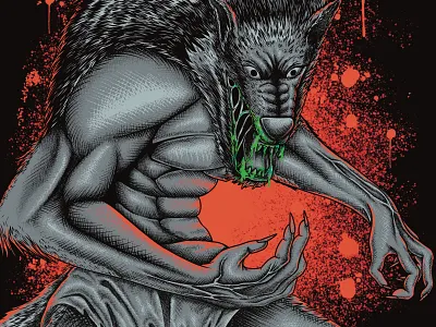 mutant wolf animal artwork concept art dark art darkart design design t shirt digital illustration graphic design handdrawn illustration illustrator ipad mutant wolf procreate style t shirt wolf