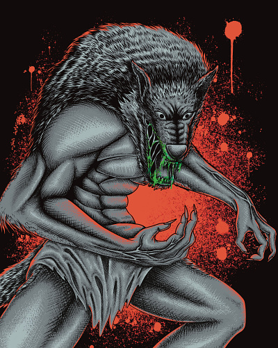 mutant wolf animal artwork concept art dark art darkart design design t shirt digital illustration graphic design handdrawn illustration illustrator ipad mutant wolf procreate style t shirt wolf