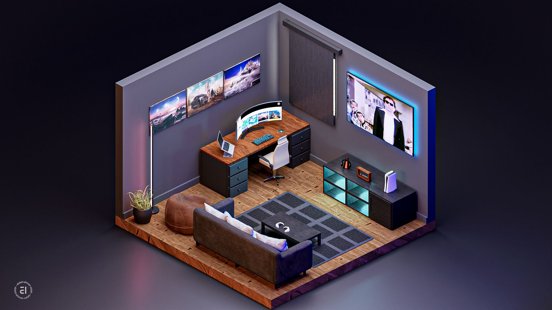 3D Isometric room by Abdelrahman salah on Dribbble