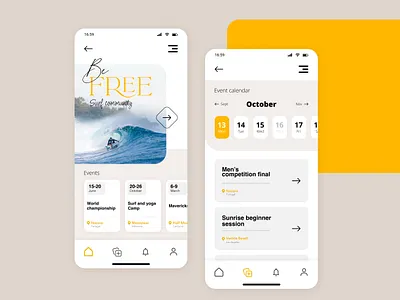 Surf community App Concept UI app appdesign application design ios mobile mobileui ui