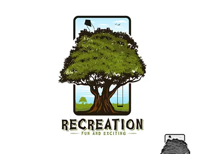Recreation children fun games illustration kids kite logo logodesign oaktree vector