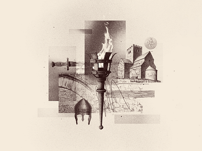 INKTOBER 05 FLAME 2022 castle collage collage art collage digital collage maker collageart design duotone elegant fire flame graphic graphicdesign illustration inktober inktober 2022 medieval monochrome