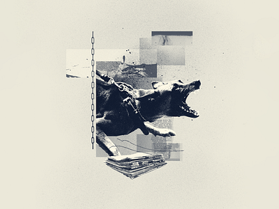 INKTOBER 20 BAD DOG 2022 bad blue chains collage collage art collage digital collage maker collageart design dog editorial graphic graphicdesign illustration inktober newspaper work