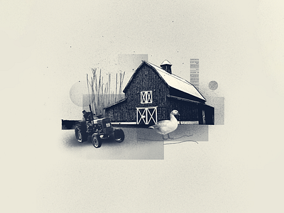 INKTOBER 31 FARM collage collage art collage digital collage maker collageart countryside design farm goose graphic graphicdesign illustration inktober inktober 2022 landscape tractor