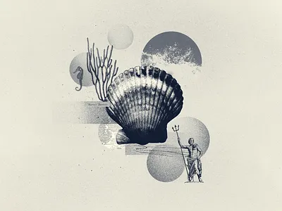 INKTOBER 04 SCALLOP collage collage art collage digital collage maker collageart coral design fish graphic graphicdesign illustration inktober inktober 2022 poseydon scallop sea shell underwater
