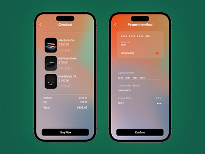 DailyUI02 Credit Card Checkout 002 checkout credit card dailyui glass gradient iphone mo mobile morphism pay ui ux web design