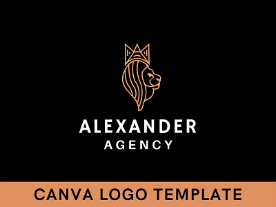 Premade Royal Lion Canva Logo Template animal logo brand identity branding canva design logo logo design logomark modern logo template