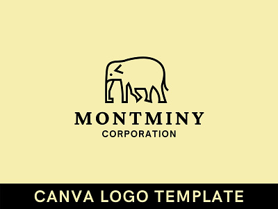 Premade Monoline Elephant Logo Template animal logo brand identity branding canva design elephant logo illustration logo logo design logomark template