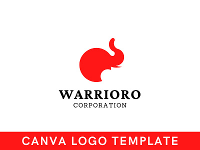 Premade Creative Red Elephant Canva Logo Template animal logo brand identity branding canva design elephant elephant logo icon logo logo design logomark template