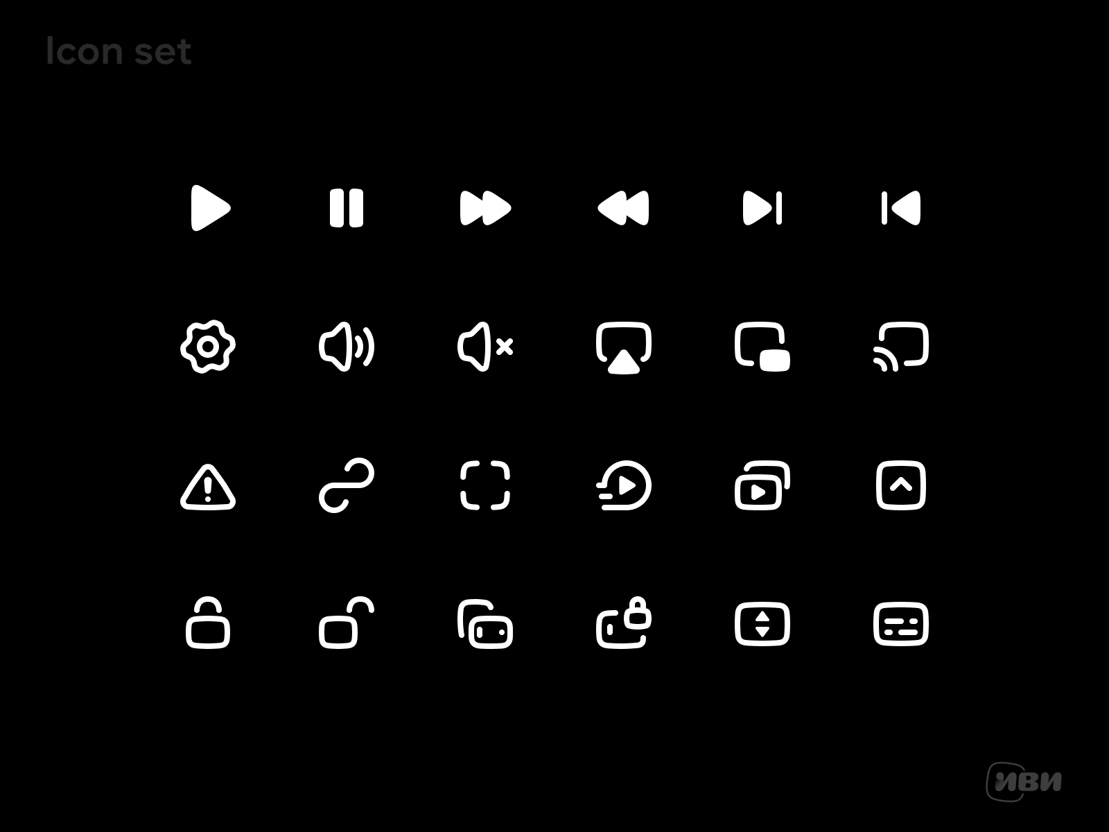 Example of Icon set for video player ivi