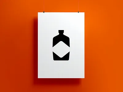 Rum black bottle glass icon illustration jar logo negative rum shape simple space