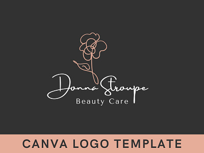 Premade Floral Line Logo Template brand identity branding canva design feminine logo floral logo flower logo logo logo design logomark template