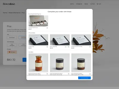Flowerdose - Product page addons agency app brand design ecommerce florist flower minimal typography ui ui design ui ux ux web webdesign website website design