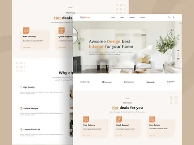 Interior Design Landing Page UI appui branding design devoq devoqdesign download figma free figma freebie illustration logo ui uiux upwork