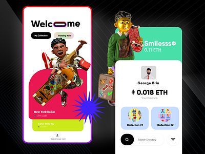 NFT App Concept 3d app art bitcoin branding crypto design flat graphic design illustration logo minimal nft typography ui ux vector web web3 website