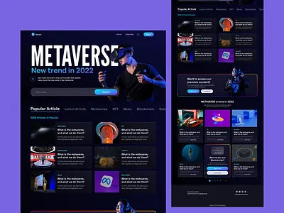 Metaverse Article & Blog Web Design custom web design landing page design metaverse metaverse web metaverseblog metavrase landingpage ui ui ux ui ux design web design website design